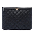 Chanel Medium Quilted Caviar Boy O Case Clutch - Black