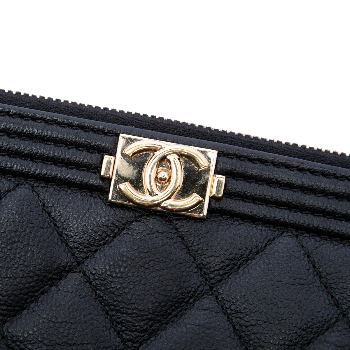 Chanel Medium Quilted Caviar Boy O Case Clutch - Black