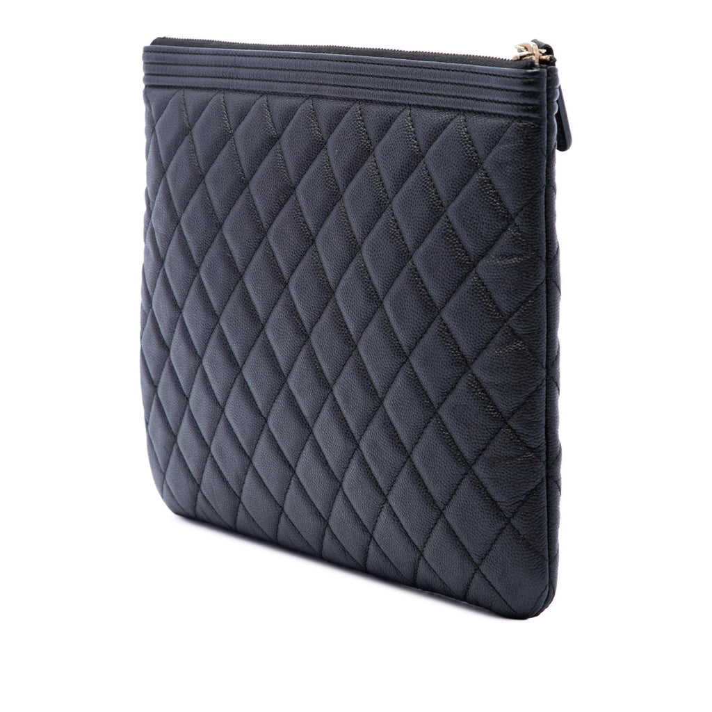 Chanel Medium Quilted Caviar Boy O Case Clutch - Black