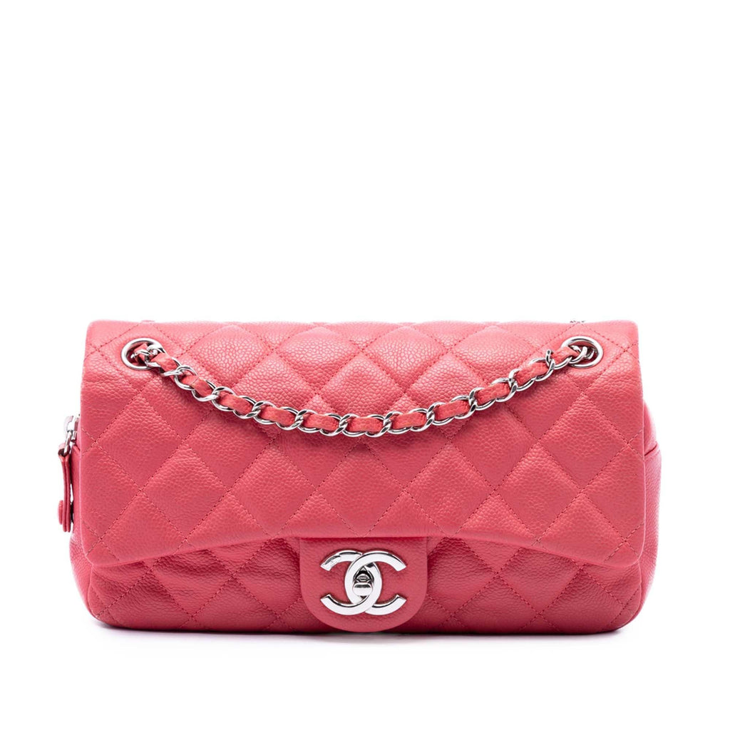 Chanel Medium Quilted Caviar Easy Flap Shoulder Bag - Pink