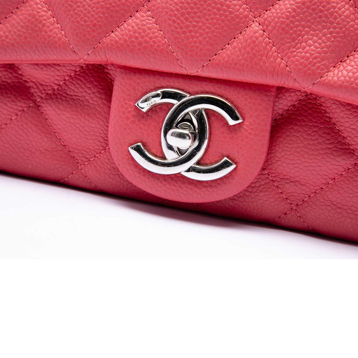 Chanel Medium Quilted Caviar Easy Flap Shoulder Bag - Pink