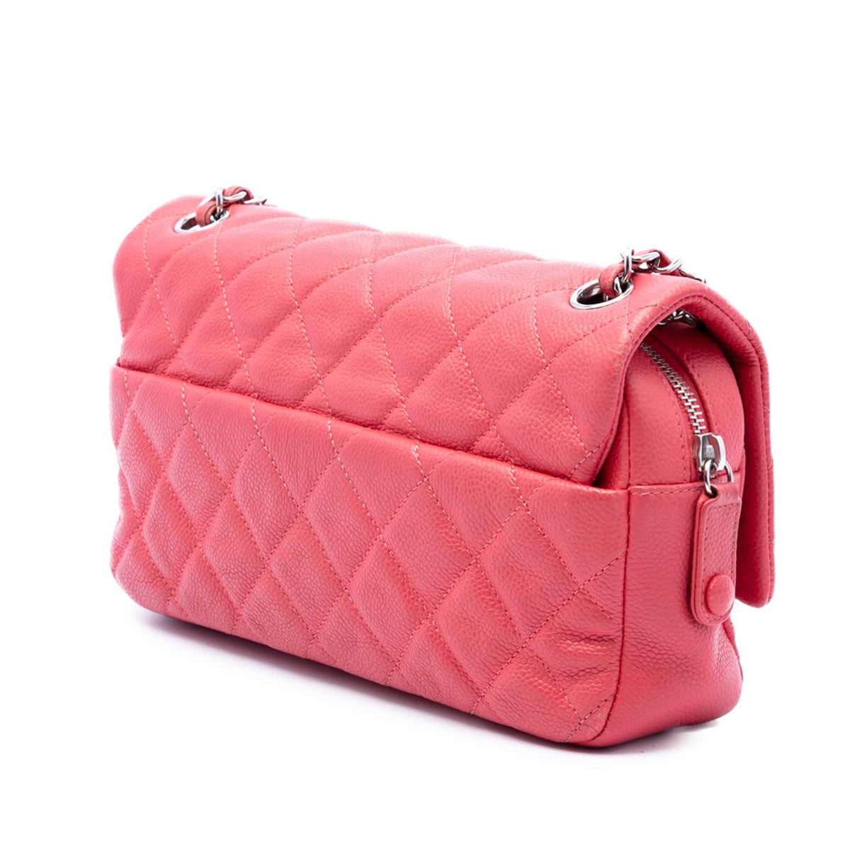 Chanel Medium Quilted Caviar Easy Flap Shoulder Bag - Pink