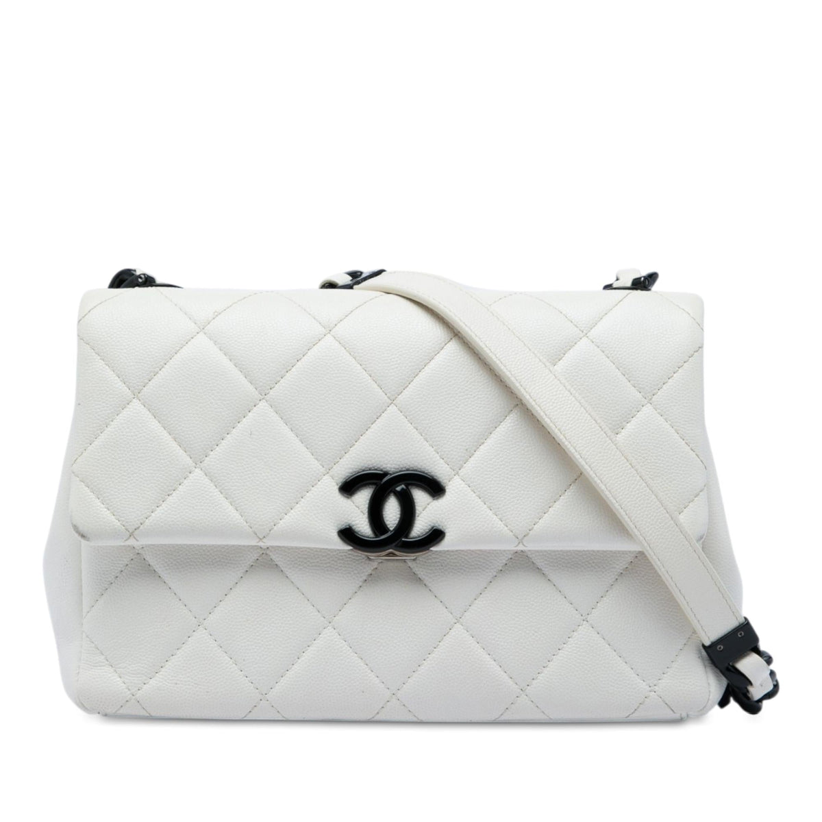 Chanel Medium Quilted Caviar My Everything Flap Crossbody Bag - White
