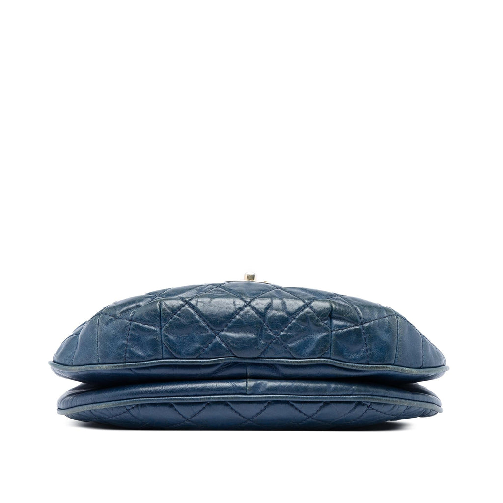 Chanel Medium Quilted Glazed Calfskin Bubble CC Flap Crossbody Bag - Blue