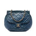 Chanel Medium Quilted Glazed Calfskin Bubble CC Flap Crossbody Bag - Blue