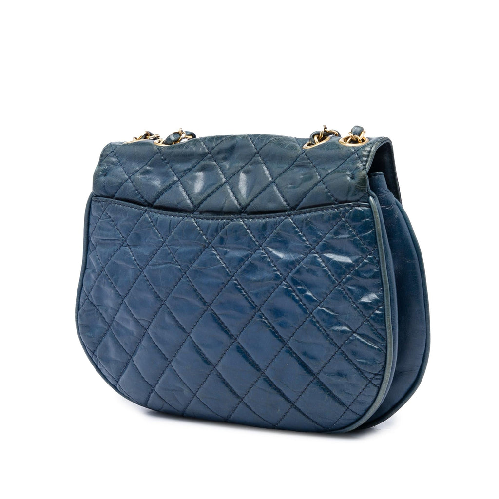 Chanel Medium Quilted Glazed Calfskin Bubble CC Flap Crossbody Bag - Blue