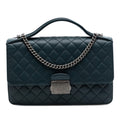 Chanel Medium Quilted Goatskin CC University Flap Satchel - Green