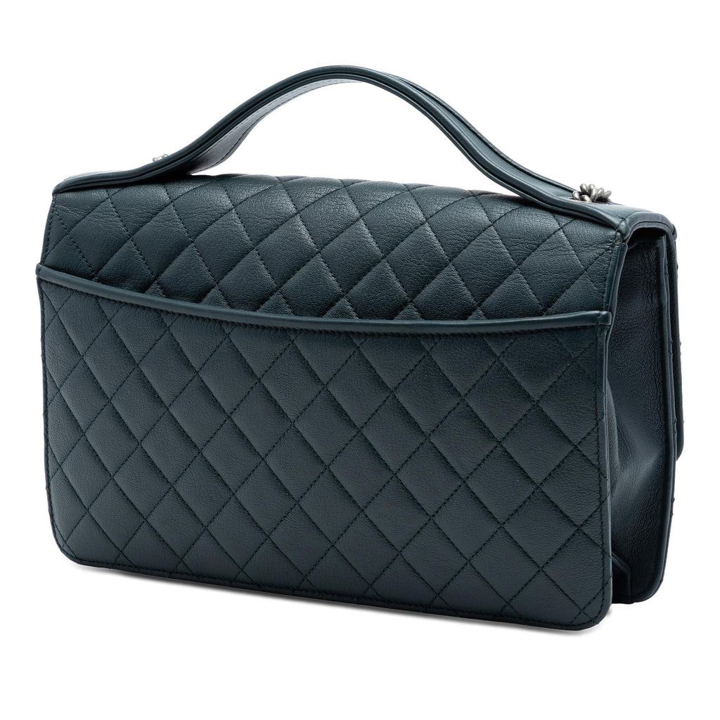 Chanel Medium Quilted Goatskin CC University Flap Satchel - Green