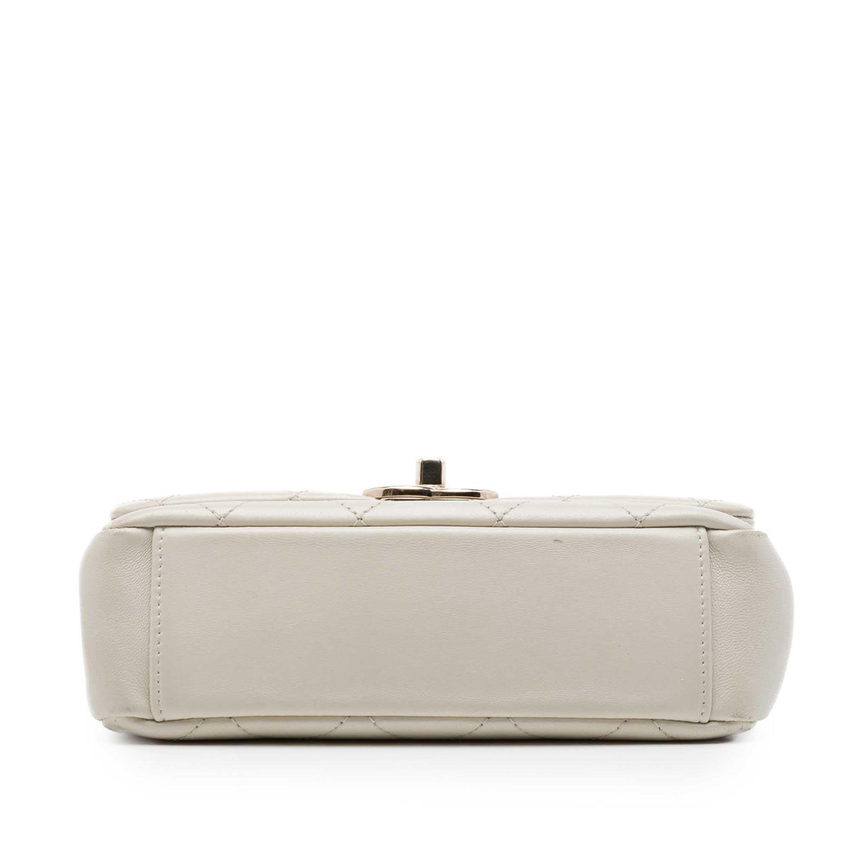 Chanel Medium Quilted Lambskin Twist Chain Enamel CC Flap Crossbody Bag - White