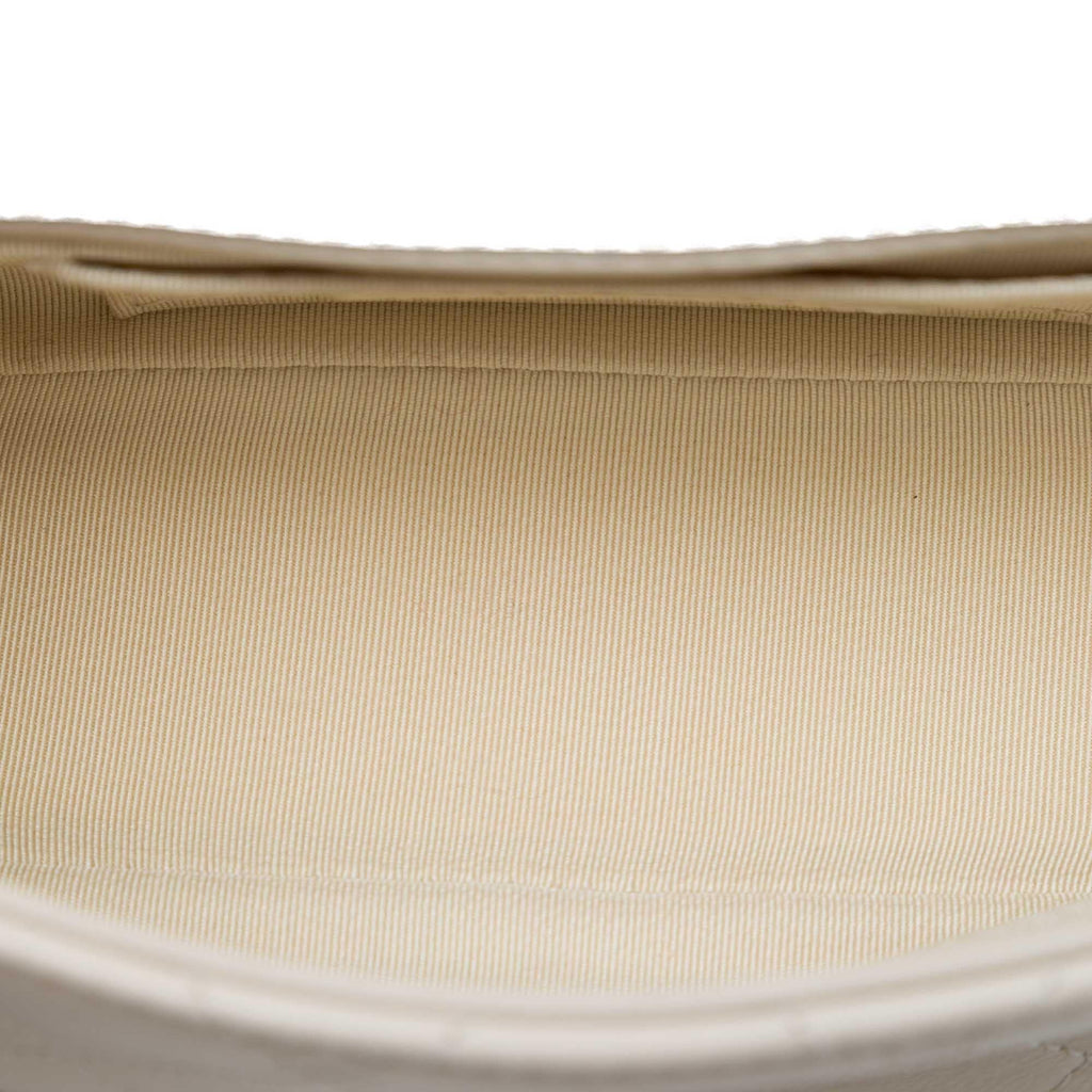 Chanel Medium Quilted Lambskin Twist Chain Enamel CC Flap Crossbody Bag - White