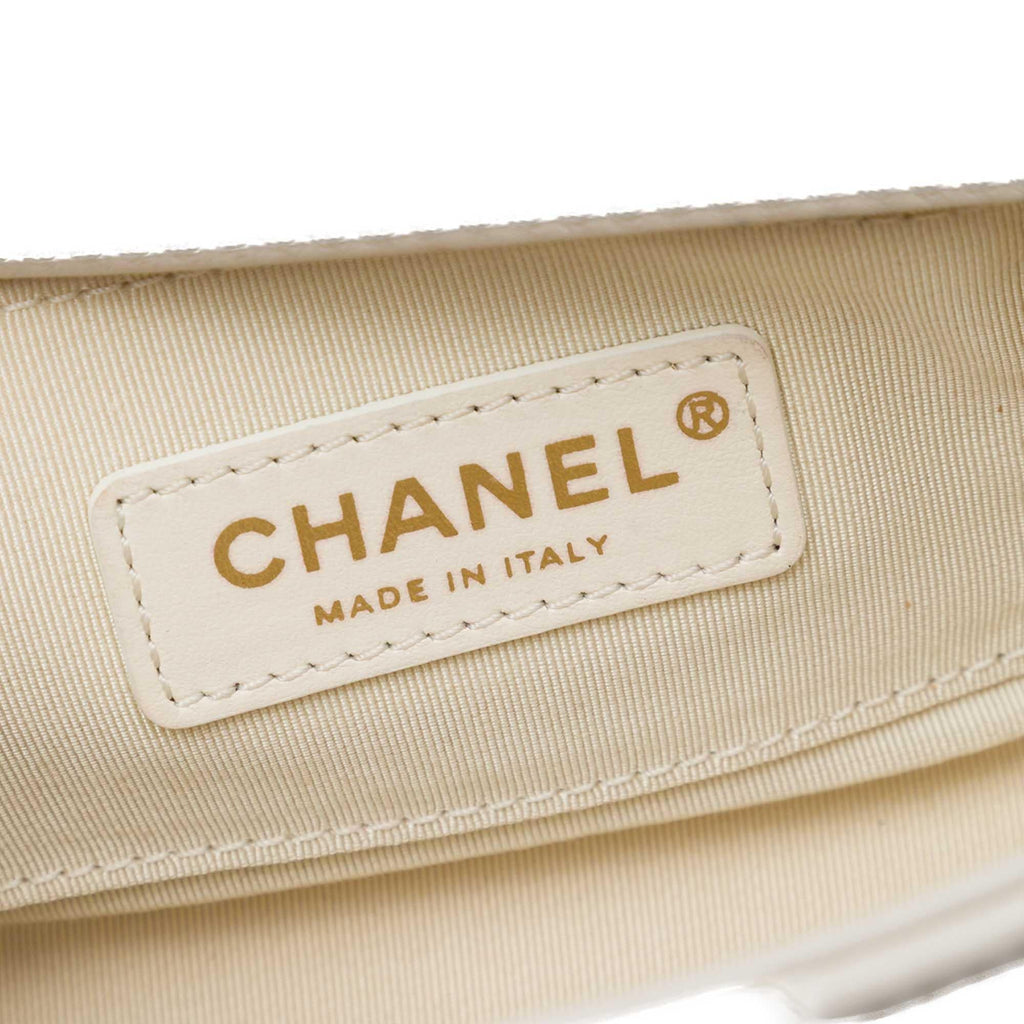 Chanel Medium Quilted Lambskin Twist Chain Enamel CC Flap Crossbody Bag - White