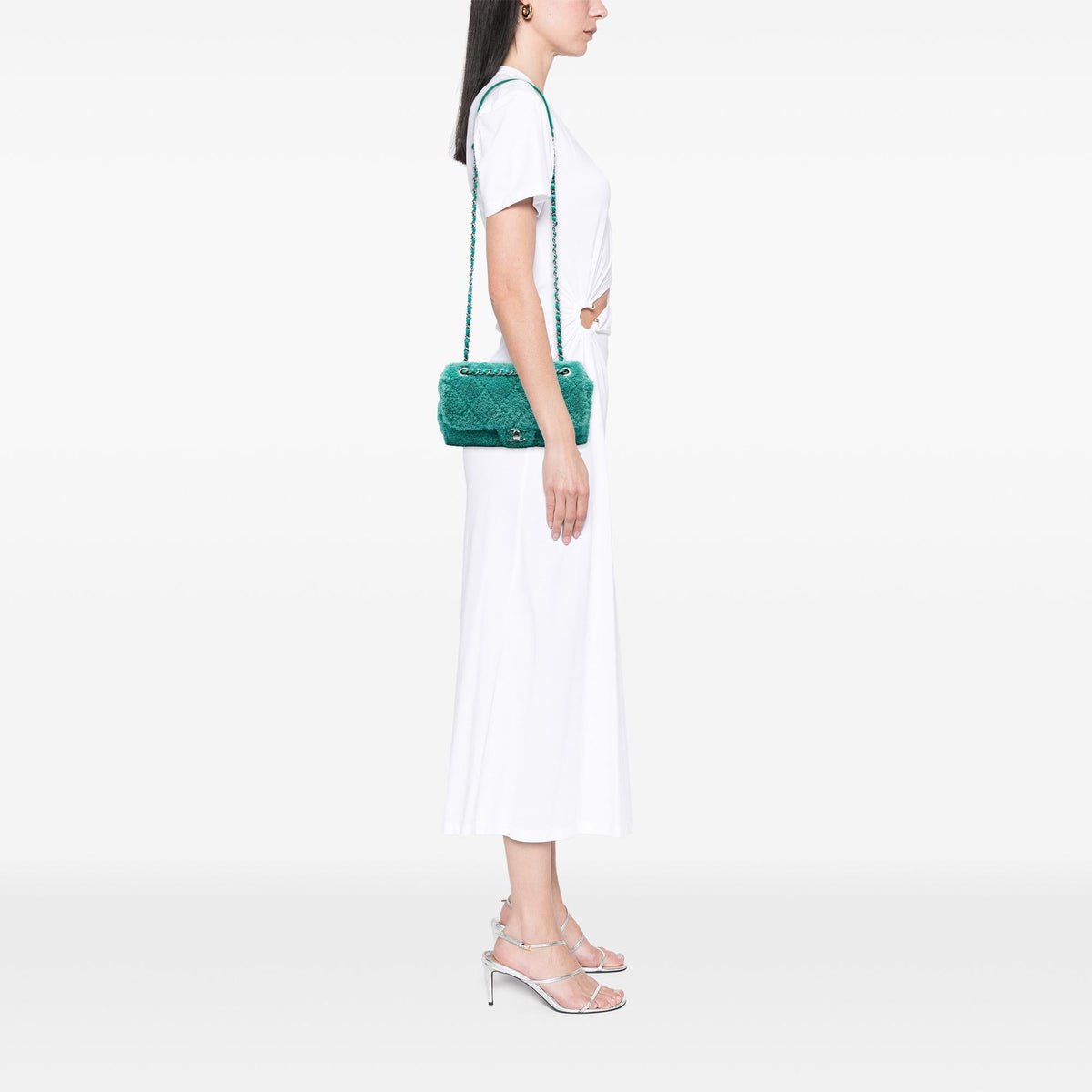 Chanel Medium Quilted Terry Cloth Coco Beach Flap Crossbody Bag - Green