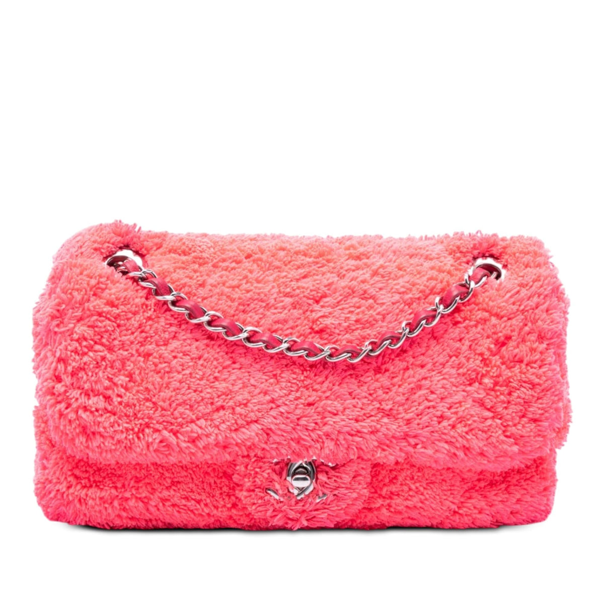 Chanel Medium Quilted Terry Cloth Coco Beach Flap Shoulder Bag - Pink