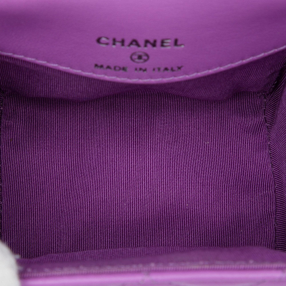 Chanel Mini CC Quilted Lambskin Trunk Like Box Crossbody Bag - Purple