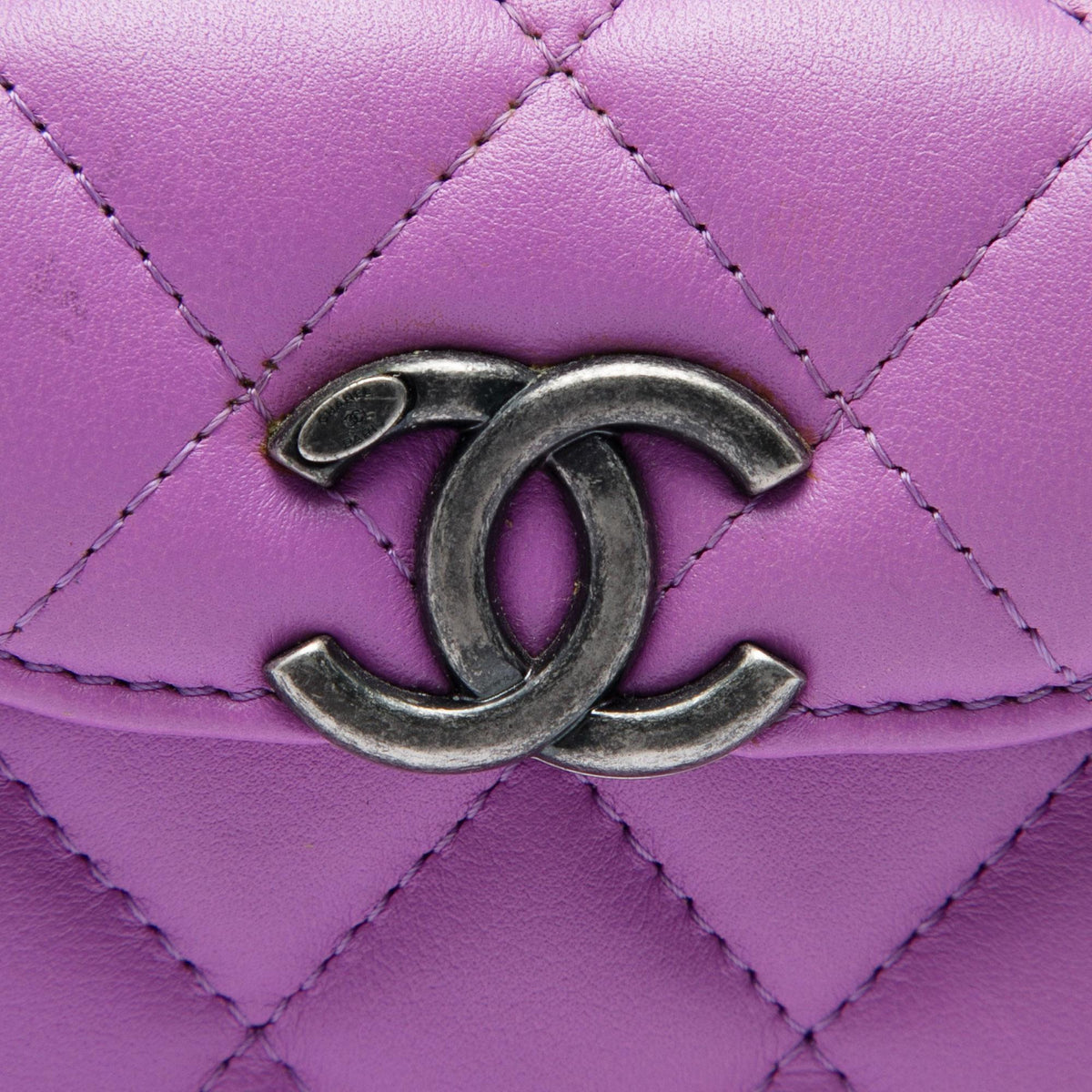 Chanel Mini CC Quilted Lambskin Trunk Like Box Crossbody Bag - Purple