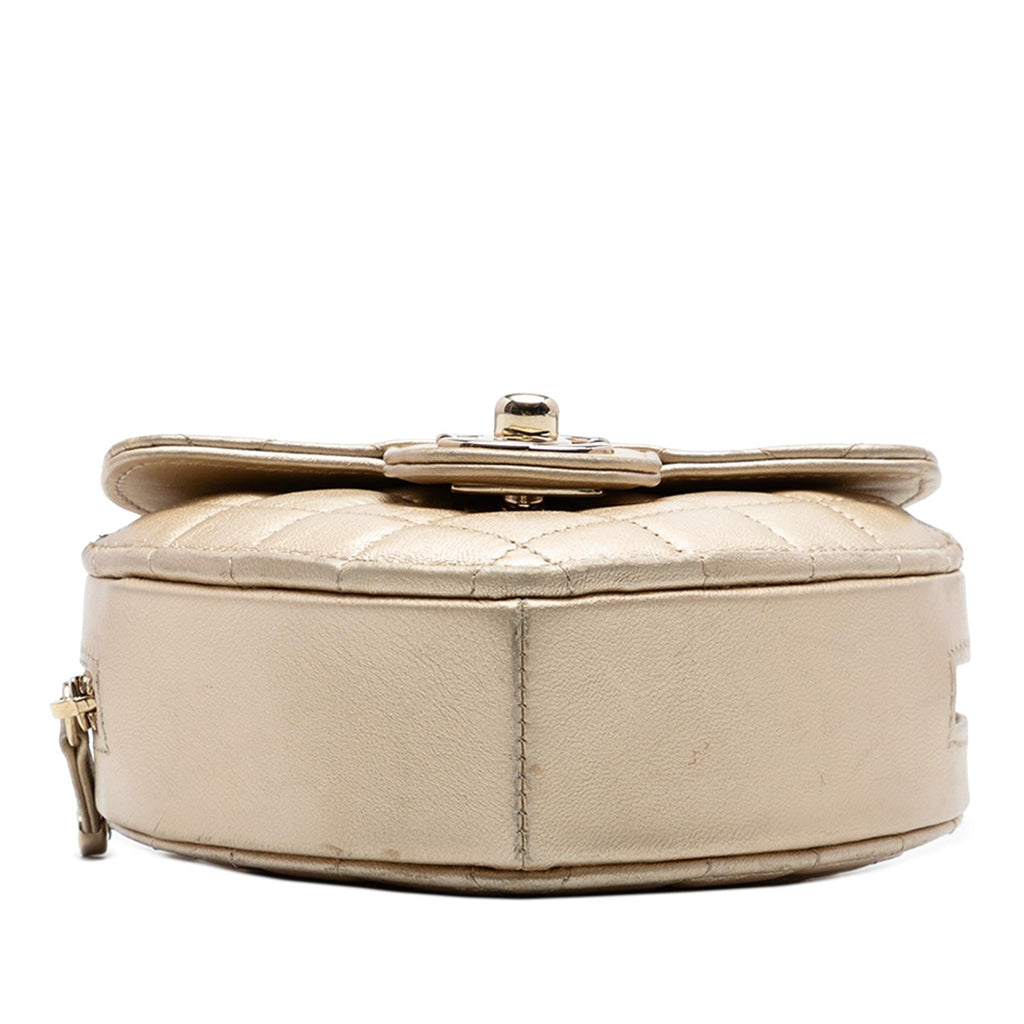Chanel Mini Metallic Lambskin CC in Love Heart Crossbody Bag - Gold