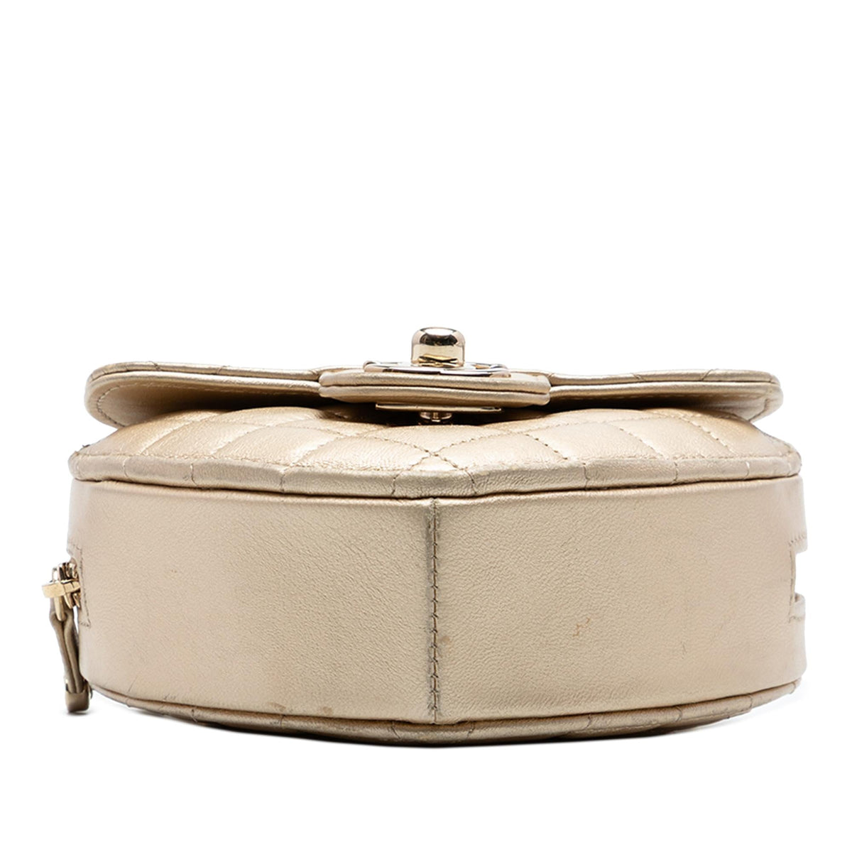 Chanel Mini Metallic Lambskin CC in Love Heart Crossbody Bag - Gold