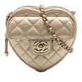 Chanel Mini Metallic Lambskin CC in Love Heart Crossbody Bag - Gold