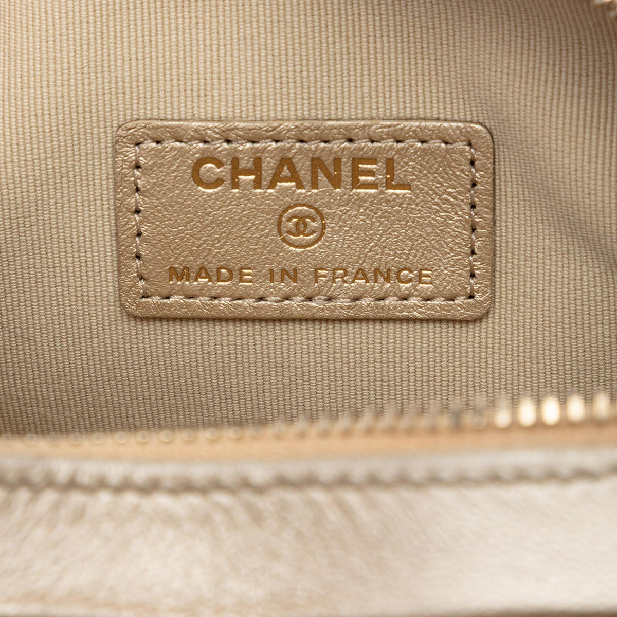 Chanel Mini Metallic Lambskin CC in Love Heart Crossbody Bag - Gold