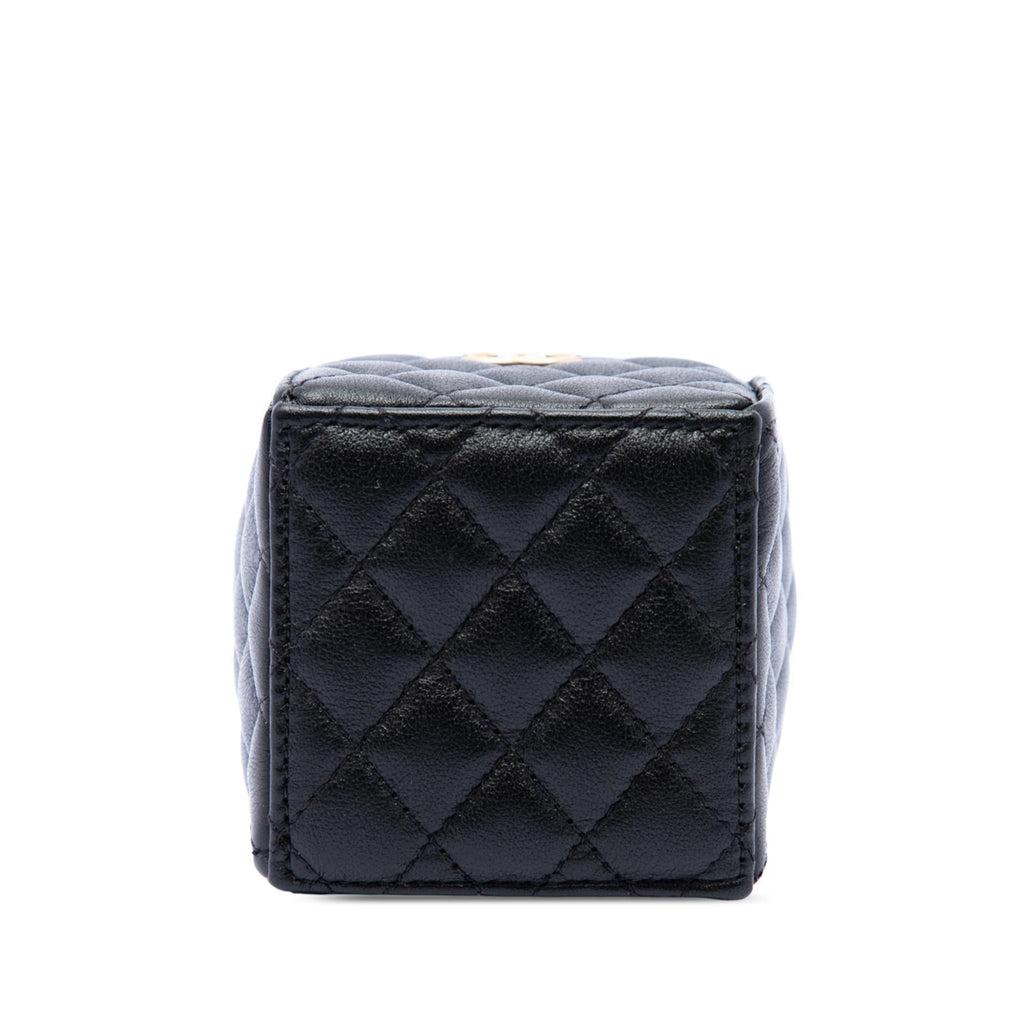 Chanel Mini Quilted Calfskin Drawstring Bucket Bag - Black