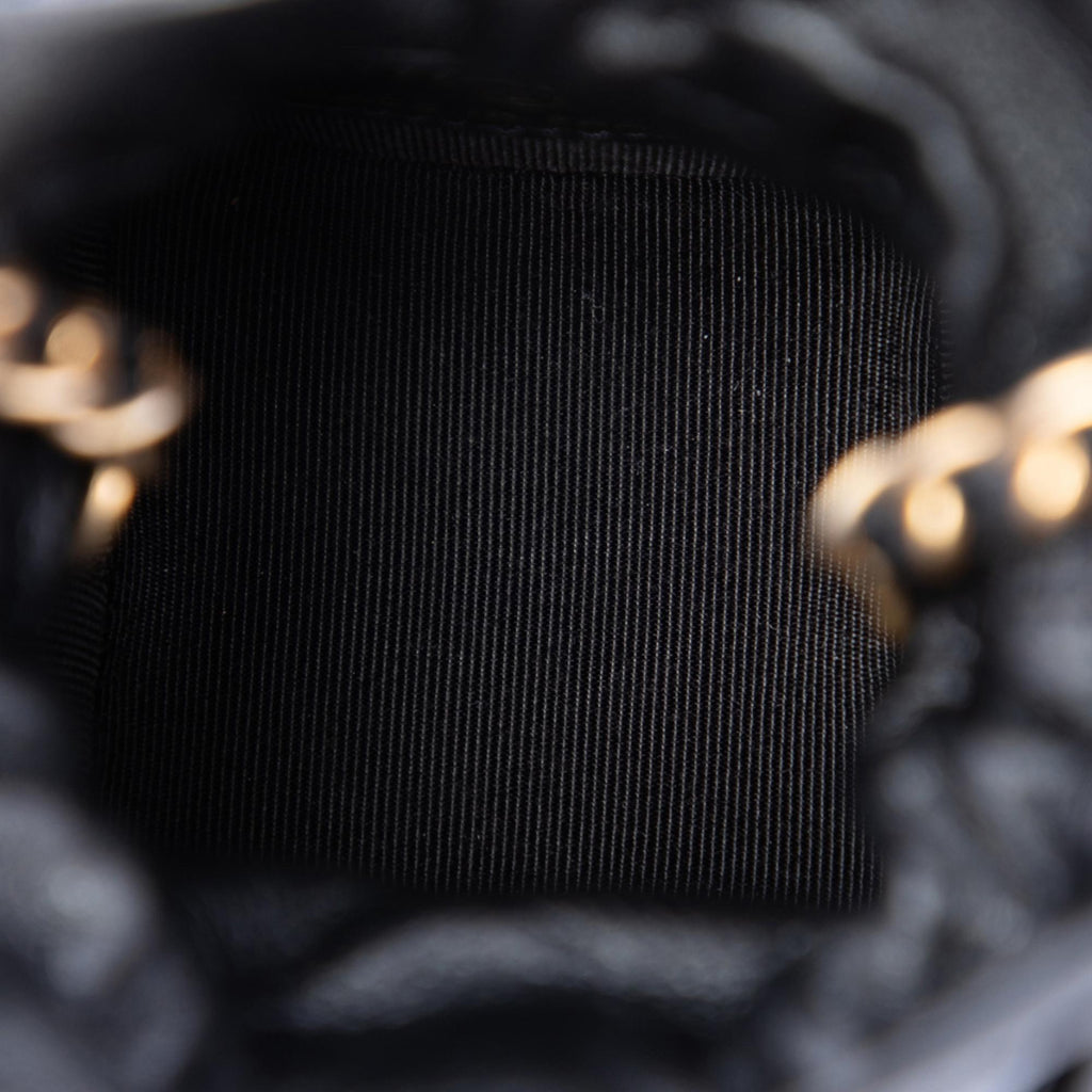 Chanel Mini Quilted Calfskin Drawstring Bucket Bag - Black