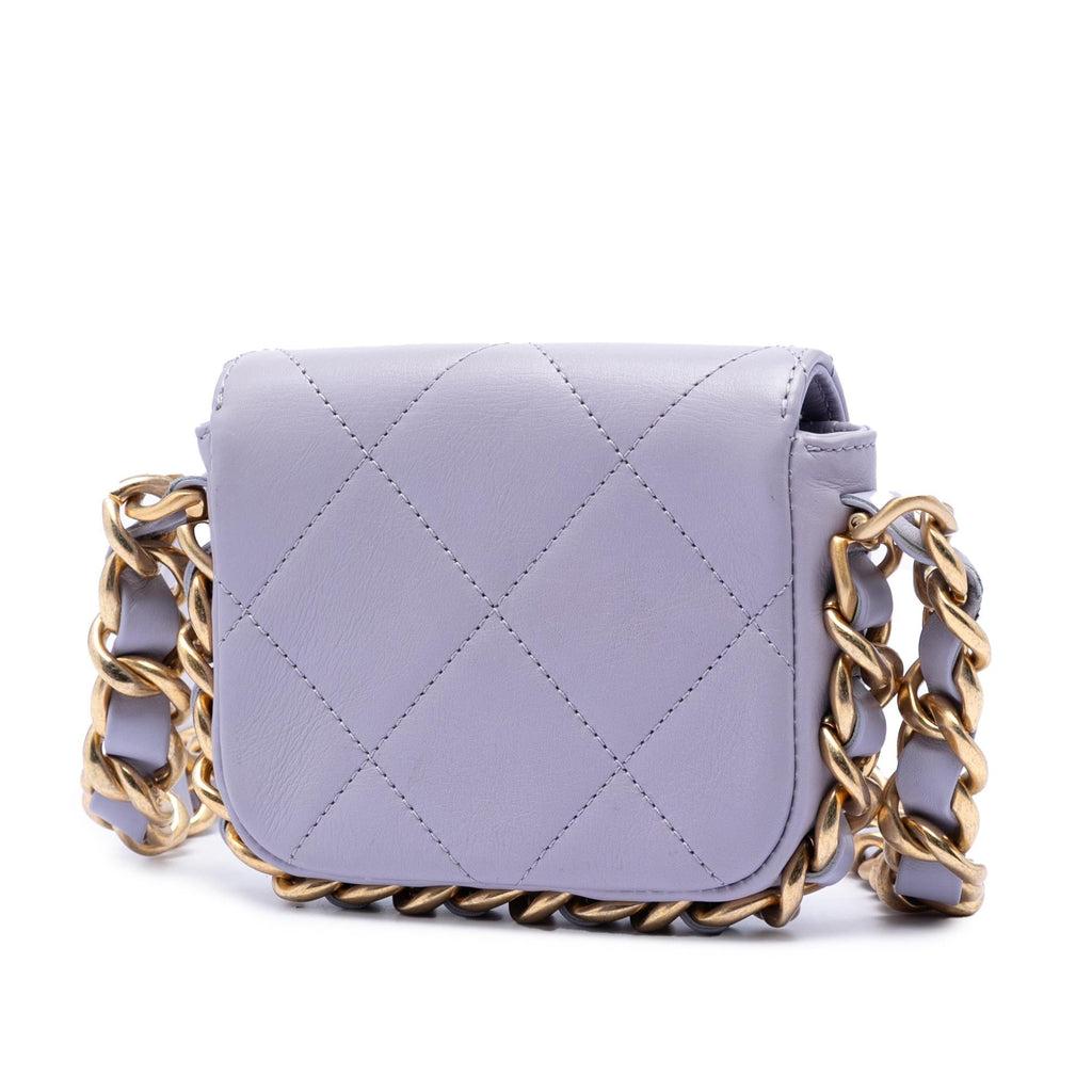Chanel Mini Quilted Calfskin Framing Chain Flap Crossbody Bag - Purple