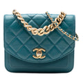 Chanel Mini Quilted Calfskin and Caviar Chain Handle Flap Satchel - Blue