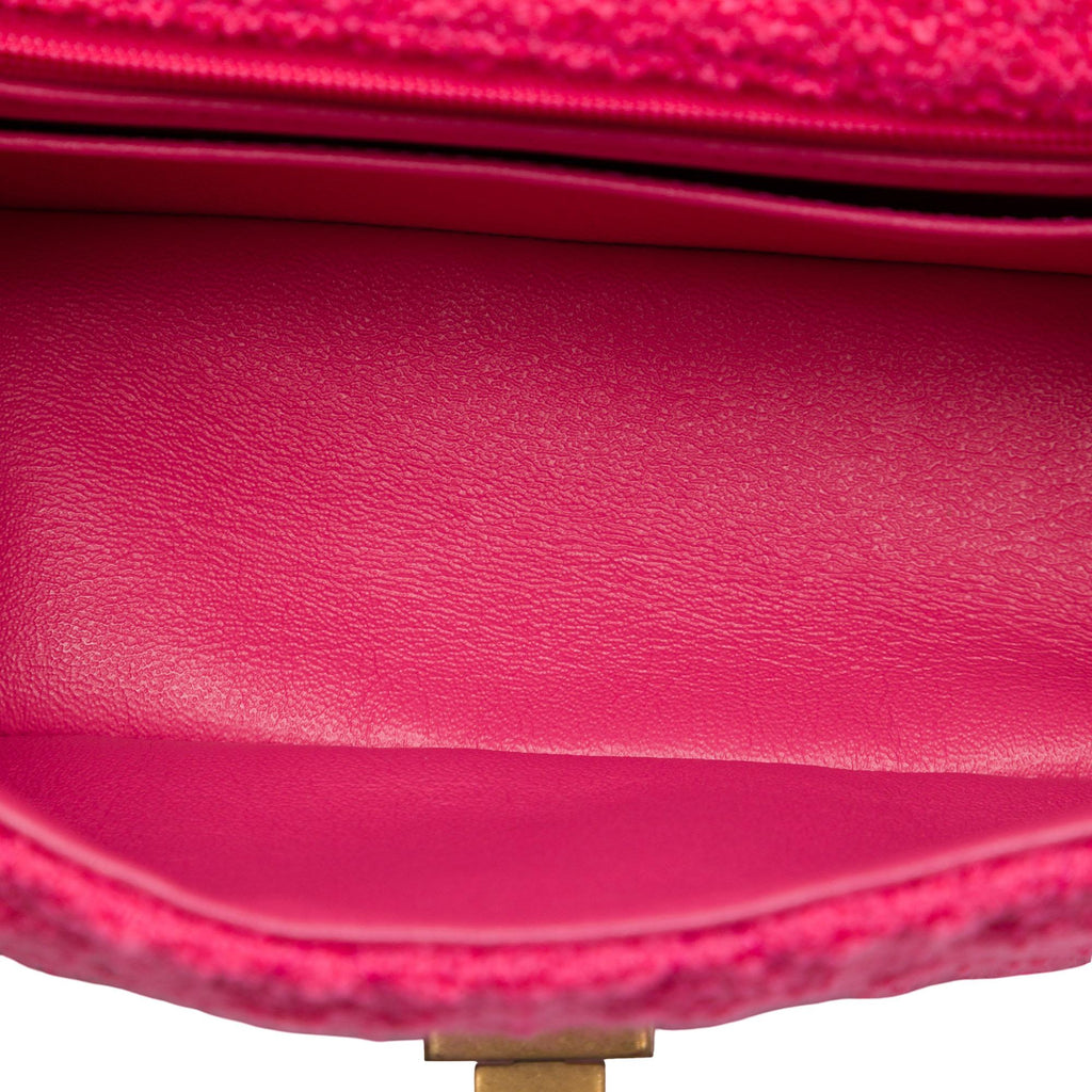 Chanel Mini Quilted Tweed Reissue 2.55 Single Flap 224 Shoulder Bag - Pink