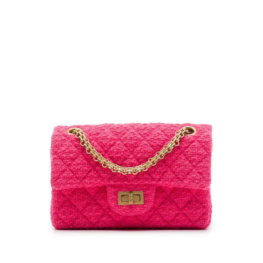 Chanel Mini Quilted Tweed Reissue 2.55 Single Flap 224 Shoulder Bag - Pink