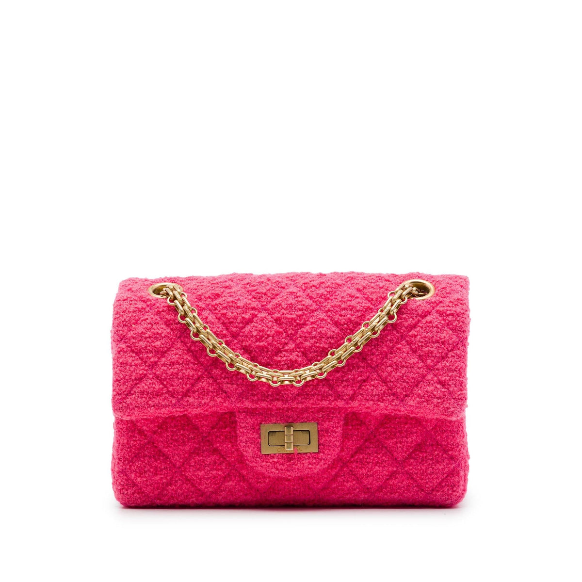Chanel Mini Quilted Tweed Reissue 2.55 Single Flap 224 Shoulder Bag - Pink