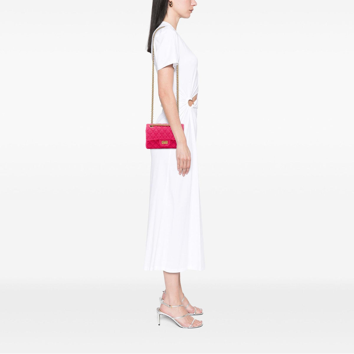 Chanel Mini Quilted Tweed Reissue 2.55 Single Flap 224 Shoulder Bag - Pink