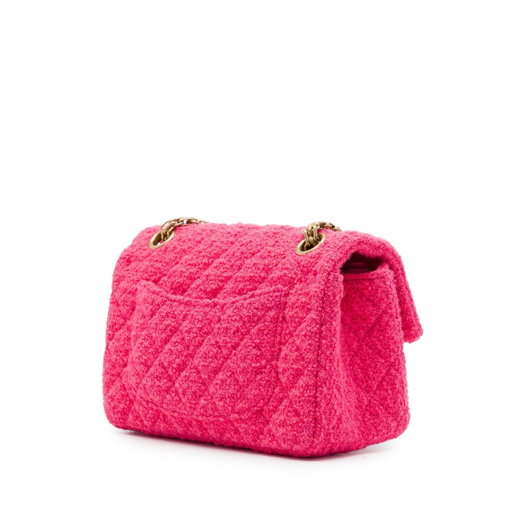 Chanel Mini Quilted Tweed Reissue 2.55 Single Flap 224 Shoulder Bag - Pink