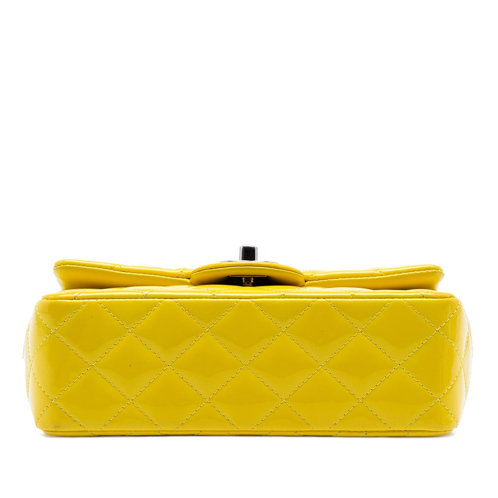 Chanel Mini Rectangular Classic Patent Single Flap Crossbody Bag - Yellow