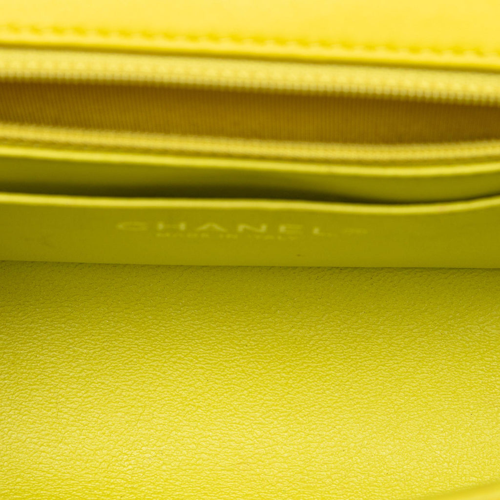 Chanel Mini Rectangular Classic Patent Single Flap Crossbody Bag - Yellow