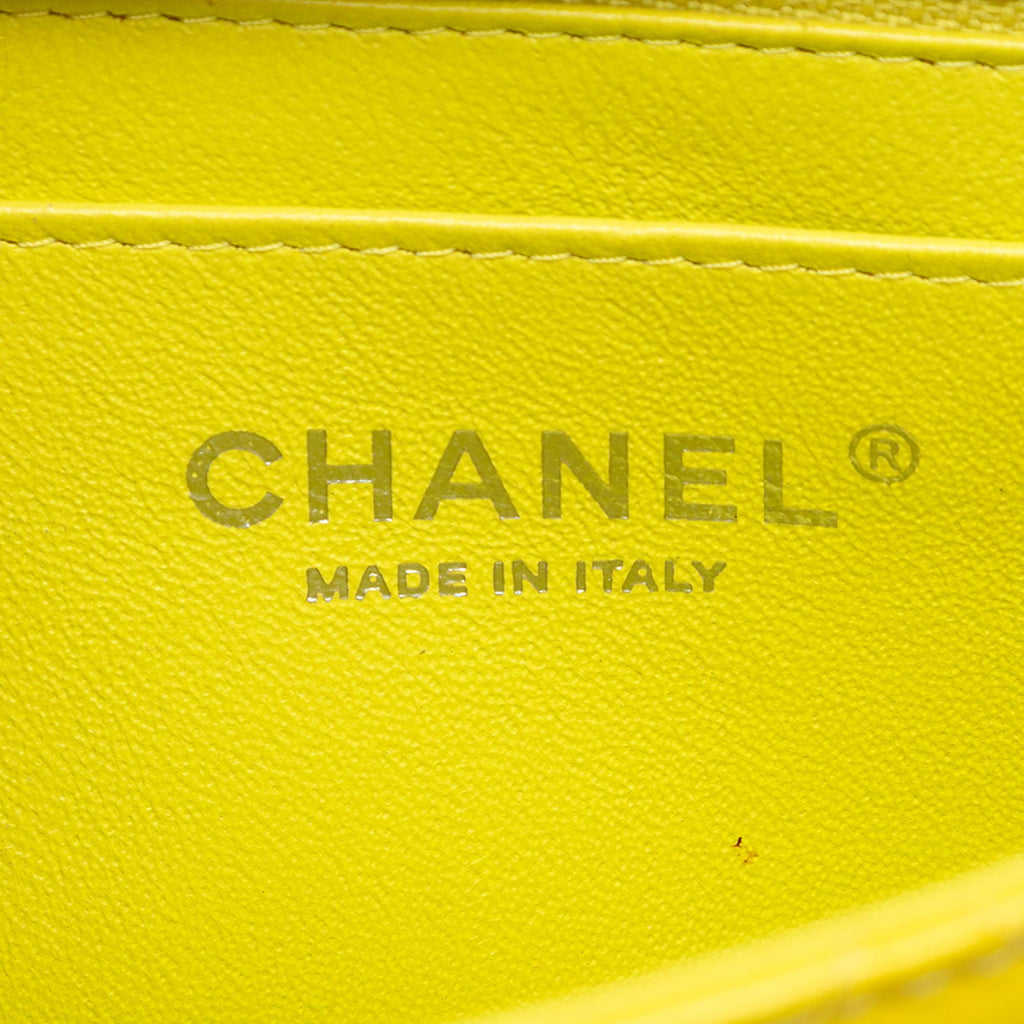 Chanel Mini Rectangular Classic Patent Single Flap Crossbody Bag - Yellow