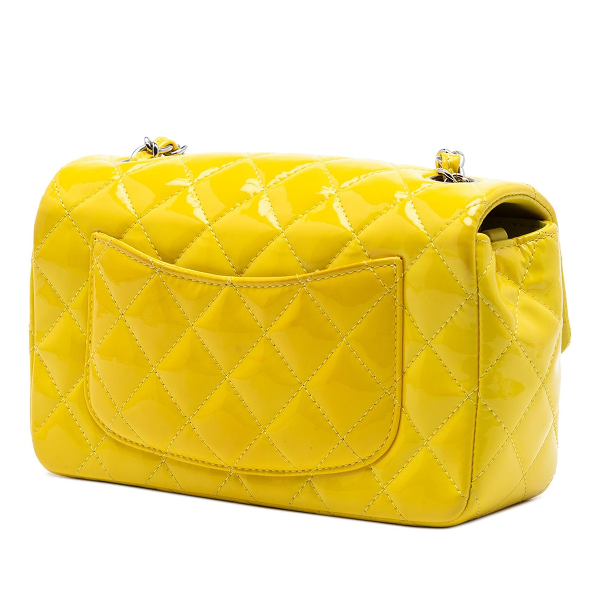 Chanel Mini Rectangular Classic Patent Single Flap Crossbody Bag - Yellow