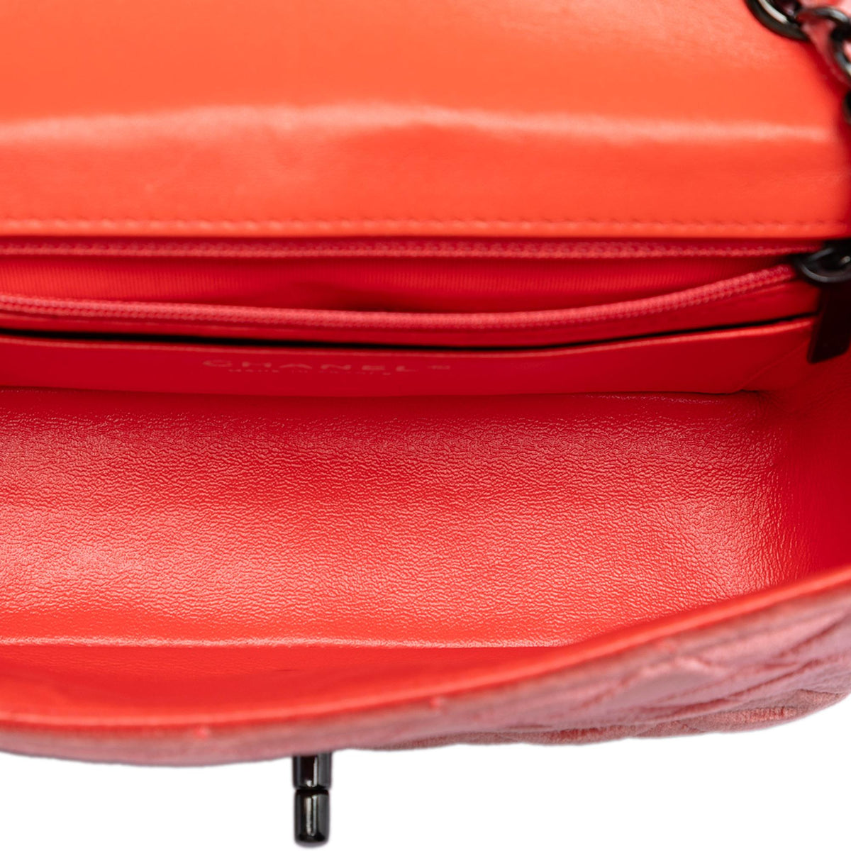 Chanel Mini Rectangular Classic Velvet Single Flap Crossbody Bag - Orange