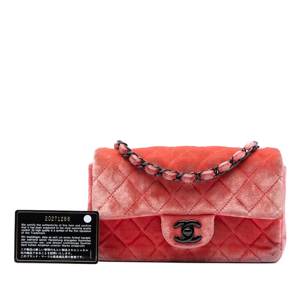Chanel Mini Rectangular Classic Velvet Single Flap Crossbody Bag - Orange