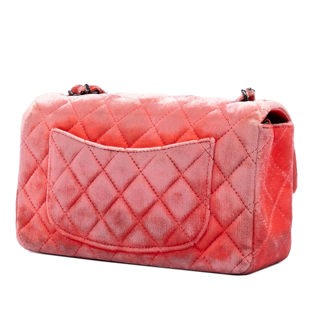 Chanel Mini Rectangular Classic Velvet Single Flap Crossbody Bag - Orange