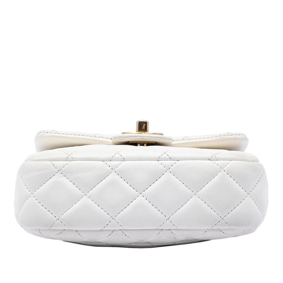 Chanel Mini Square Classic Lambskin Enamel Coco Hearts Single Flap Crossbody Bag - White
