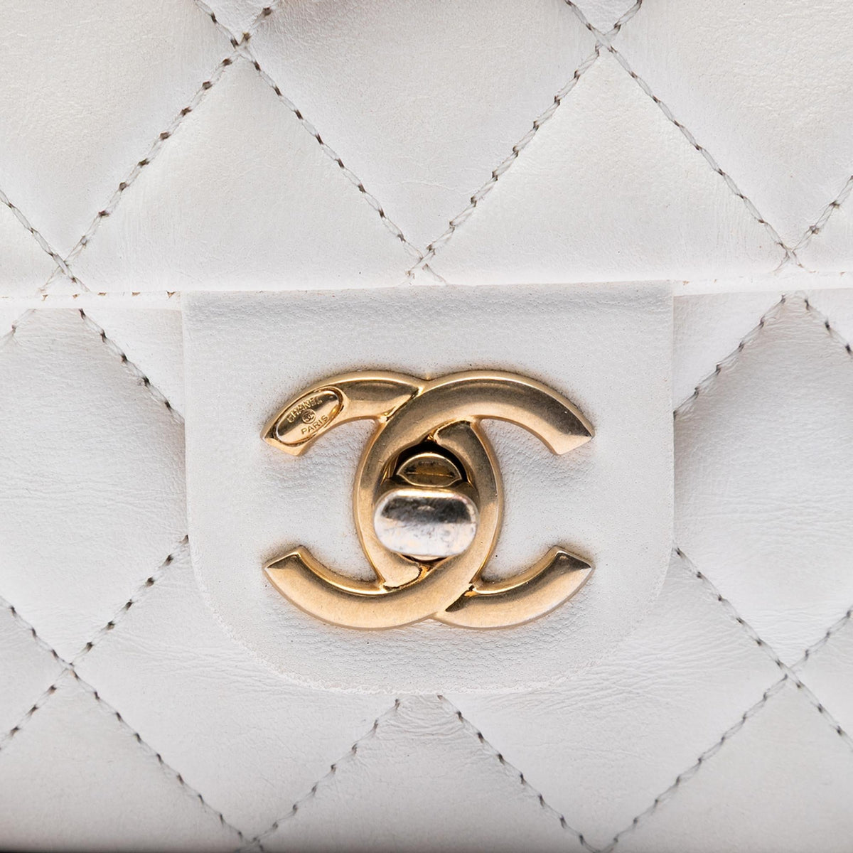 Chanel Mini Square Classic Lambskin Enamel Coco Hearts Single Flap Crossbody Bag - White