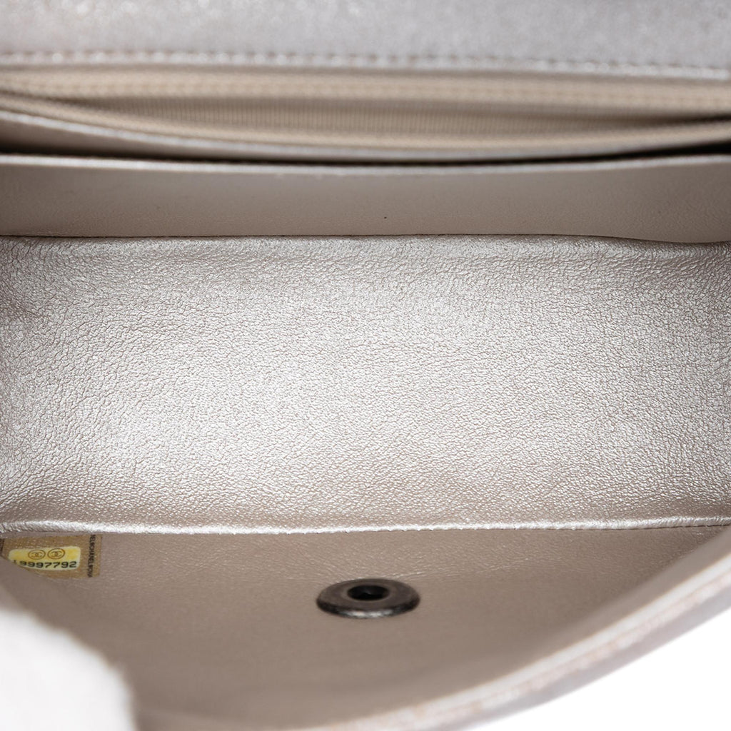 Chanel Mini Square Classic Metallic Lambskin Single Flap Crossbody Bag - Brown