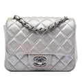 Chanel Mini Square Classic Metallic Lambskin Single Flap Crossbody Bag - Brown