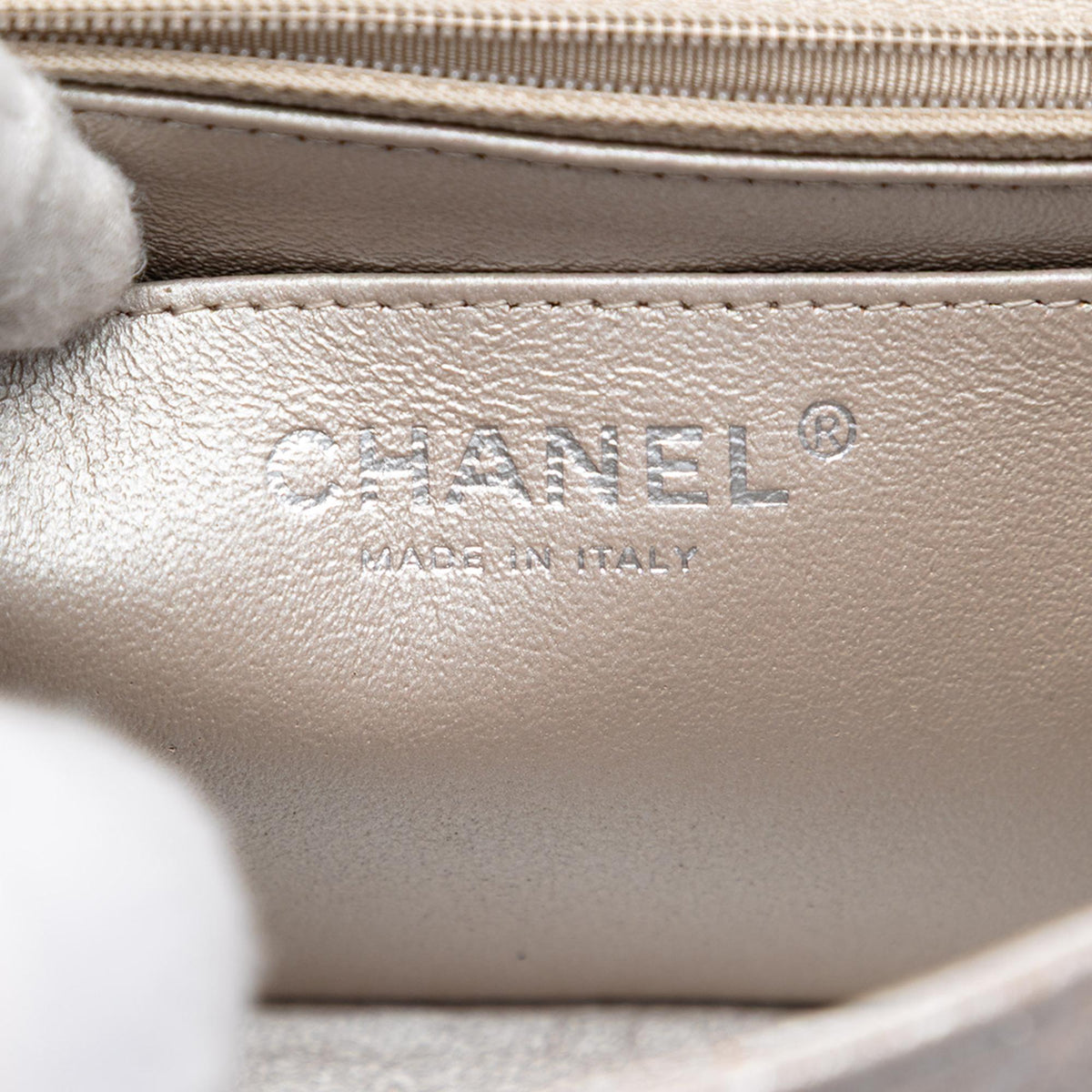 Chanel Mini Square Classic Metallic Lambskin Single Flap Crossbody Bag - Brown