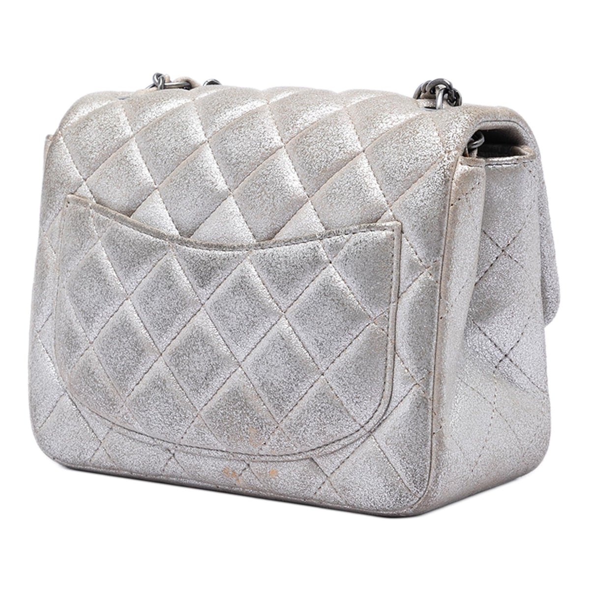 Chanel Mini Square Classic Metallic Lambskin Single Flap Crossbody Bag - Brown