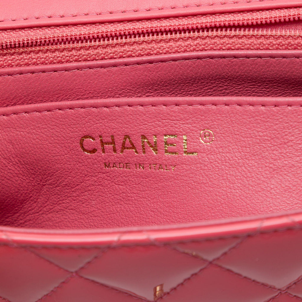 Chanel Mini Square Classic Patent Single Flap Crossbody Bag - Pink