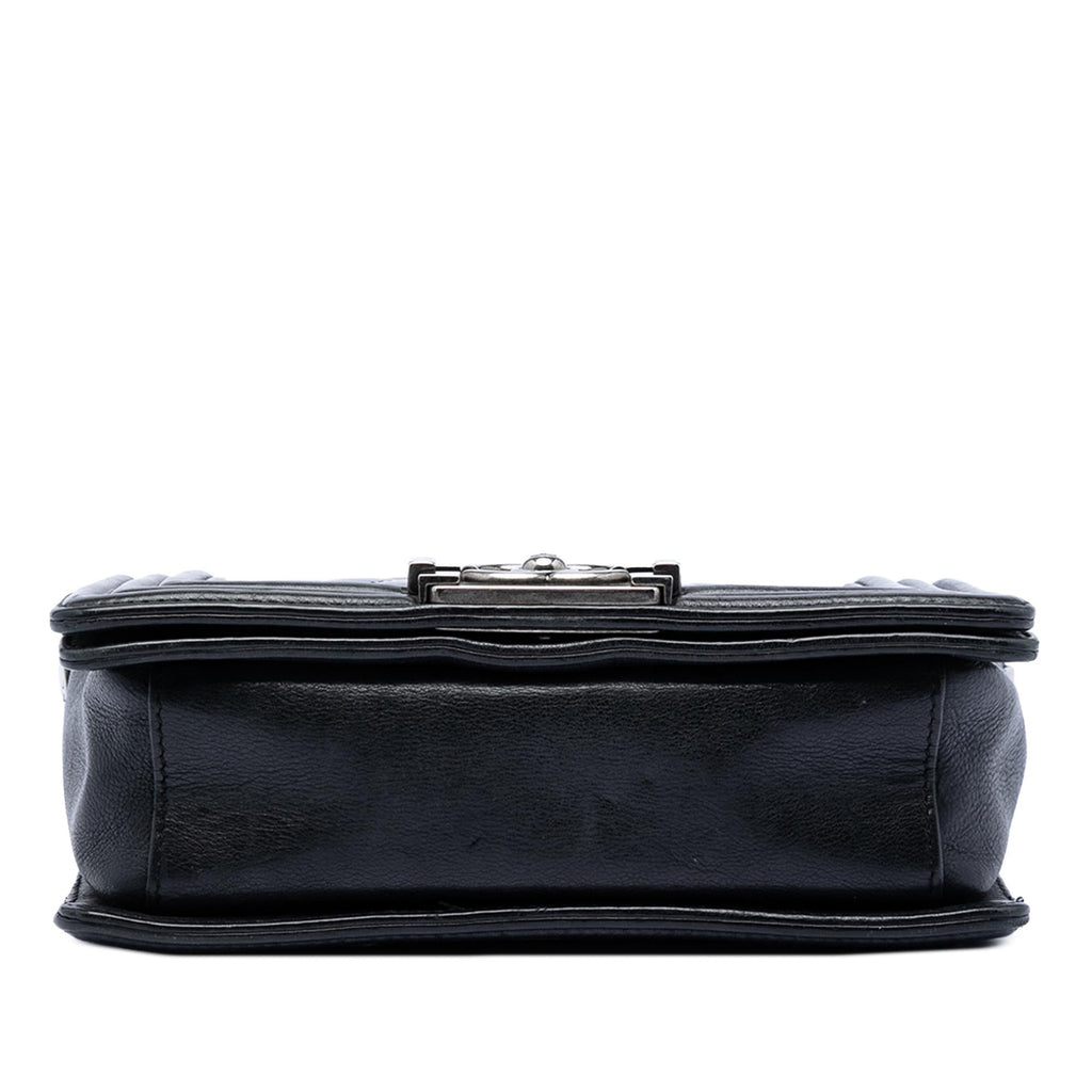Chanel Paris Bombay Small Quilted Patent Medallion Embellished Boy Flap Satchel - Black
