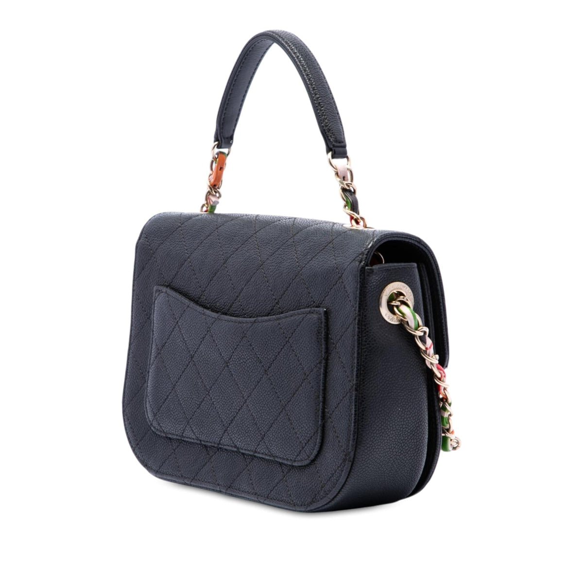 Chanel Paris Cuba Small Quilted Caviar Thread Around Flap Satchel - Black