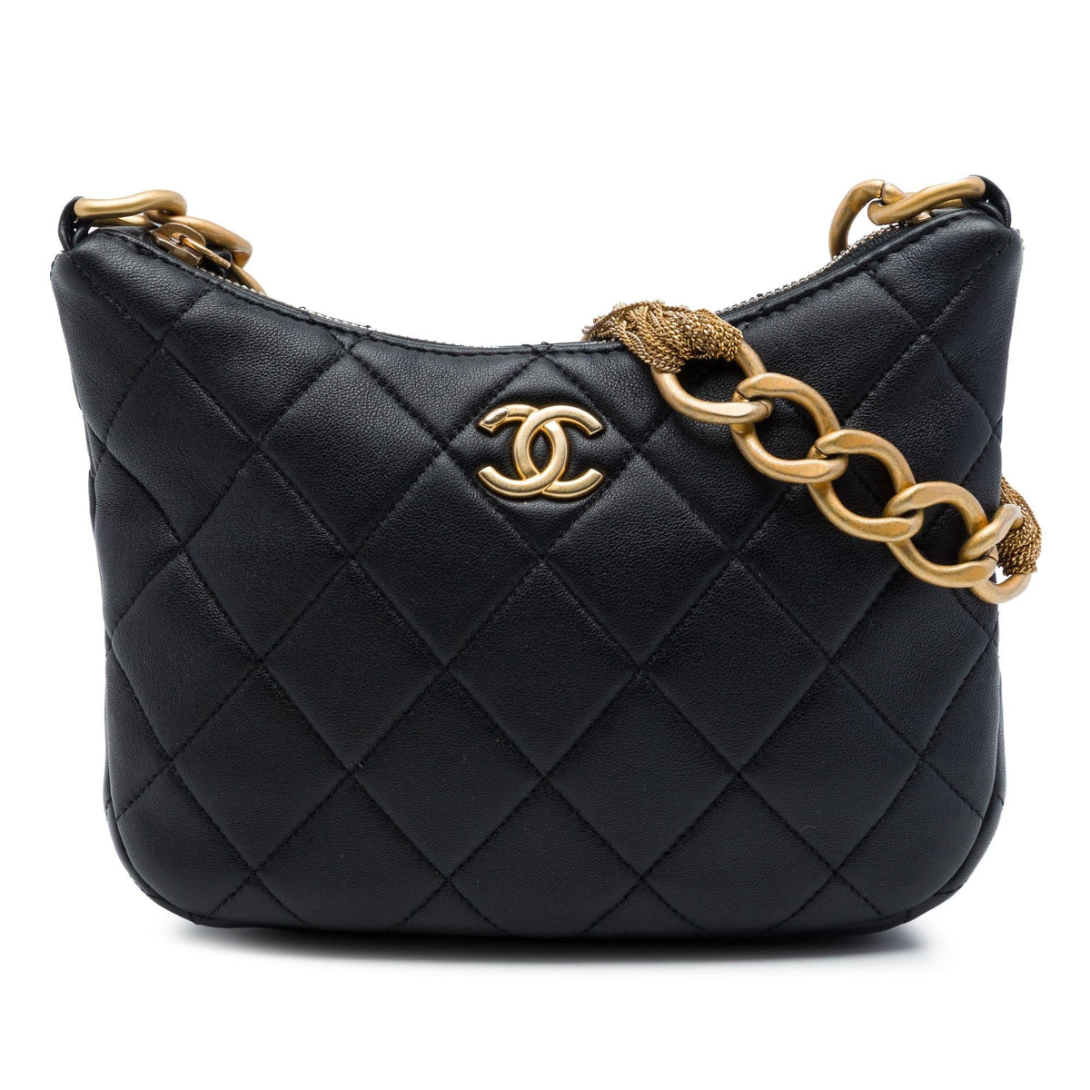 Chanel Paris Dakar Quilted Lambskin Mixed Chain Hobo - Black