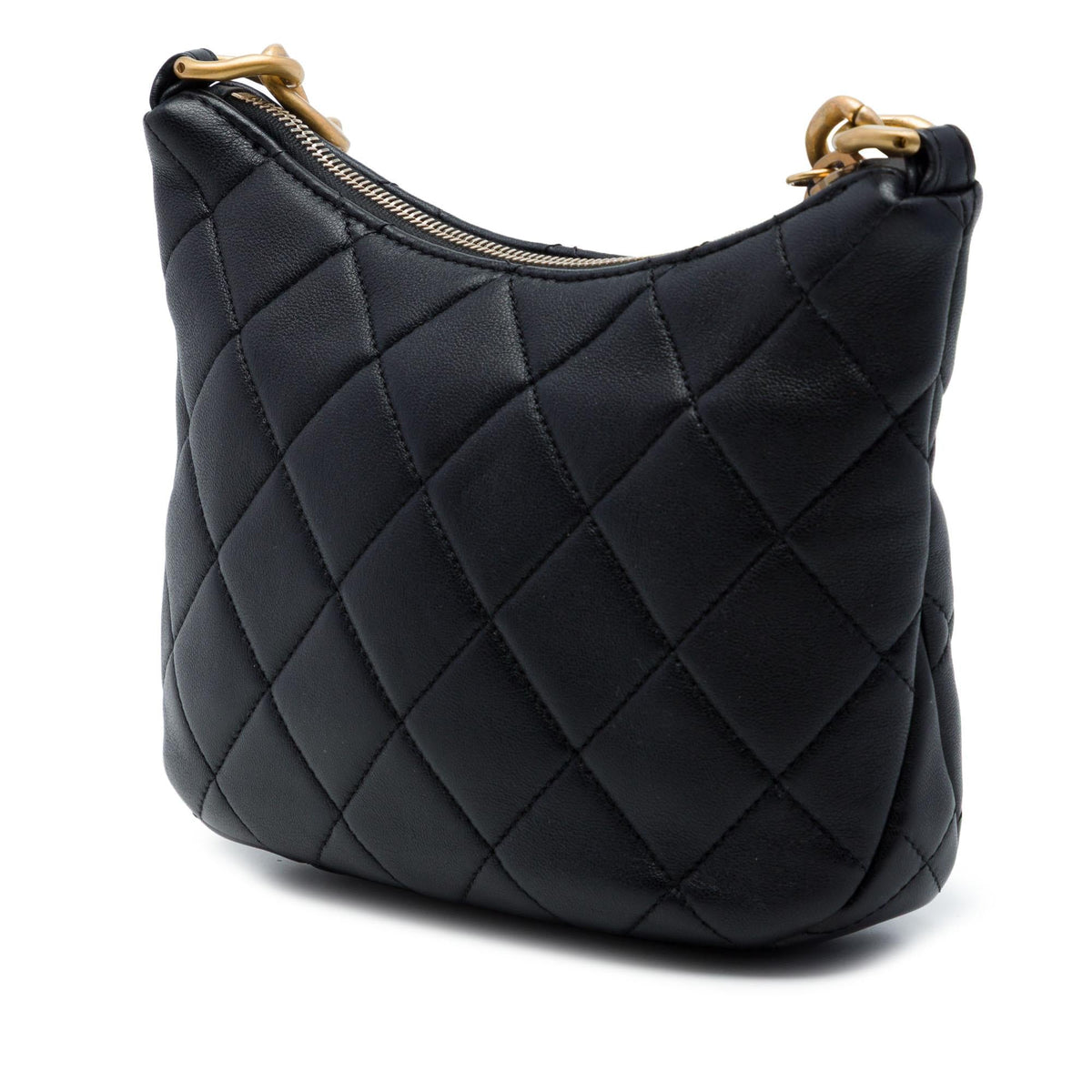 Chanel Paris Dakar Quilted Lambskin Mixed Chain Hobo - Black